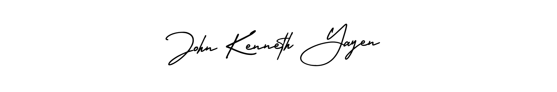 The best way (AmerikaSignatureDemo-Regular) to make a short signature is to pick only two or three words in your name. The name John Kenneth Yayen include a total of six letters. For converting this name. John Kenneth Yayen signature style 3 images and pictures png